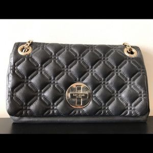 Kate spade genuine black leather with gold chain